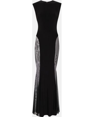 Norma Kamali Panelled Jersey And Mesh Maxi Dress - Black