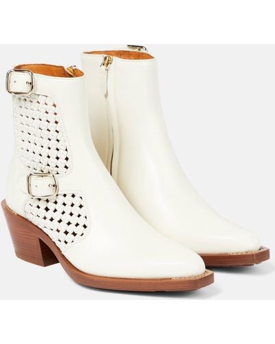 Chloé Nellie Leather Ankle Boots - White