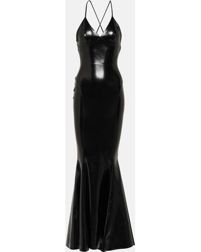 Norma Kamali Open-back Faux Patent Leather Maxi Dress - Black