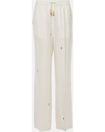 Loewe Silk And Cotton Wide-leg Pants - White