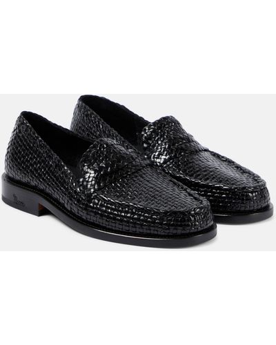 Marni Bambi Woven Leather Loafers - Black