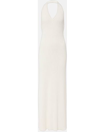 Nili Lotan Ivenka Ribbed-knit Cotton Maxi Dress - White