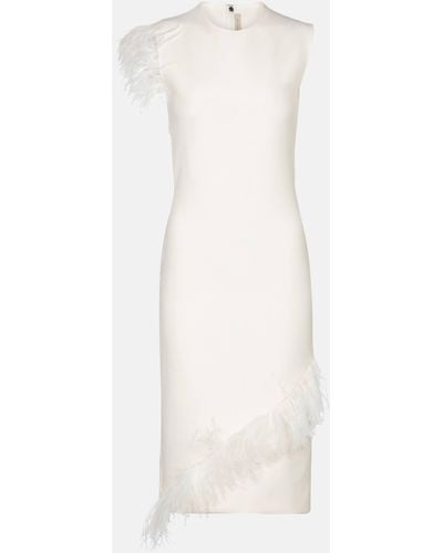 Christopher Kane Feather-trimmed Wool-blend Dress - White