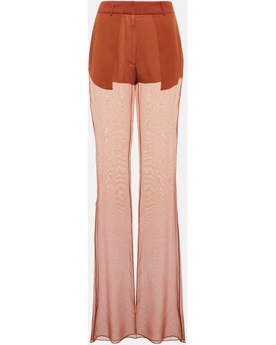 Nensi Dojaka Mid-rise Wide-leg Silk Pants - Orange