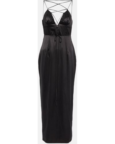 Alessandra Rich Silk-blend Satin Maxi Dress - Black