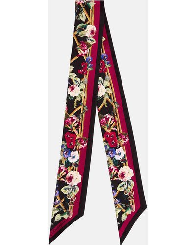 Dolce & Gabbana Floral Silk Scarf - Red