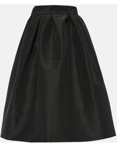 Carolina Herrera High-rise Silk Midi Skirt - Black