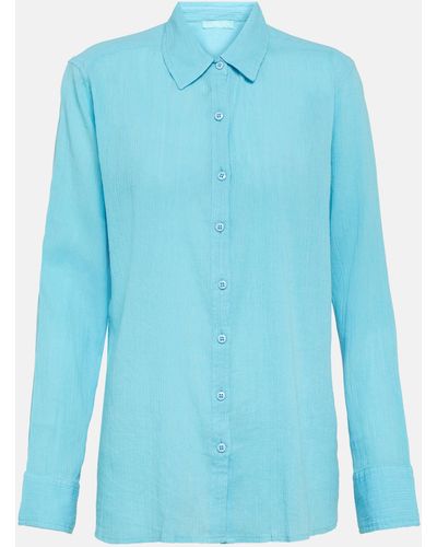 Melissa Odabash Tina Cotton Gauze Shirt - Blue