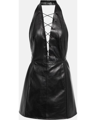 Petar Petrov Atkins V-neck Leather Mini Dress - Black