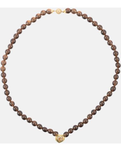 Octavia Elizabeth 18kt Gold Chain Necklace With Diamonds And Quartz - Metallic