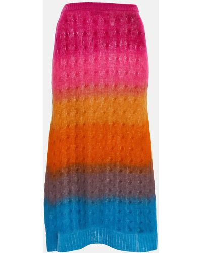 Etro Cable-knit Wool Midi Skirt - Orange