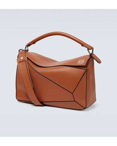 Loewe Puzzle Large Leather Shoulder Bag - Brown