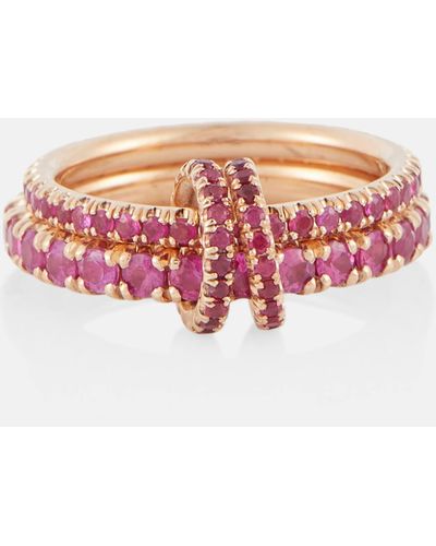 Spinelli Kilcollin Delphinus Rouge Petite Deux 18kt Gold Ring With Sapphires And Rubies - Pink