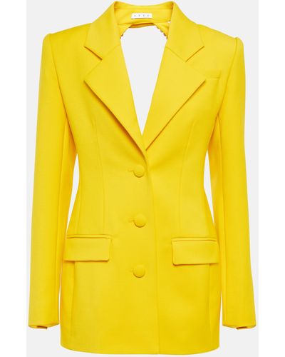 Area Embellished Wool Blazer Minidress - Yellow