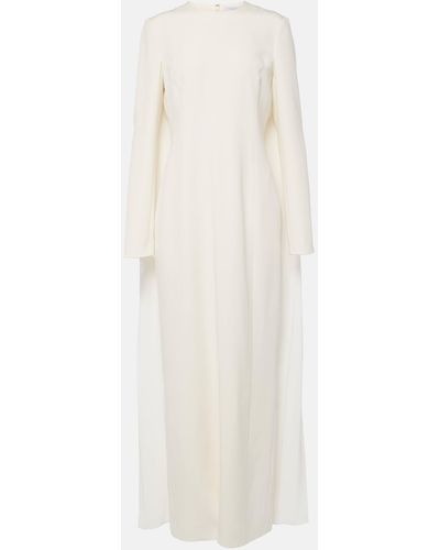 Gabriela Hearst Bridal Carlota Caped Silk And Wool Cady Gown - White