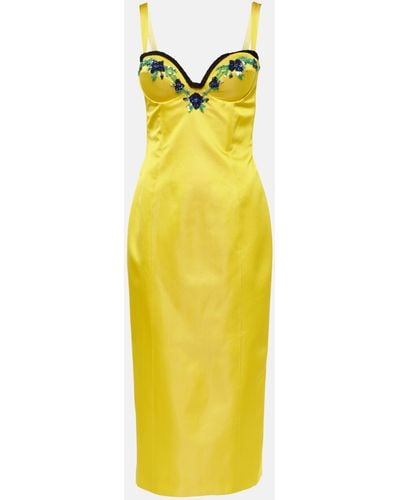 Miss Sohee Iris Embellished Velvet Midi Dress - Yellow
