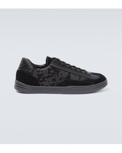Stone Island S0101 Leather And Canvas Sneakers - Black