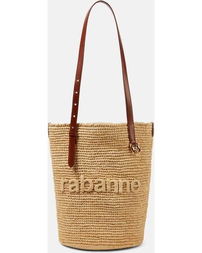 Rabanne Logo Raffia Tote Bag - Metallic