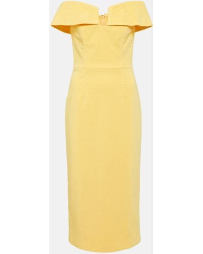 Rebecca Vallance Lumiere Embellished Mesh Midi Dress - Yellow
