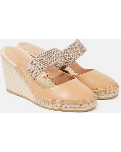 Malone Souliers Siena 70 Leather Espadrille Wedges - Natural