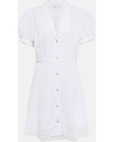 Caroline Constas Bel Buttoned Cotton Minidress - White