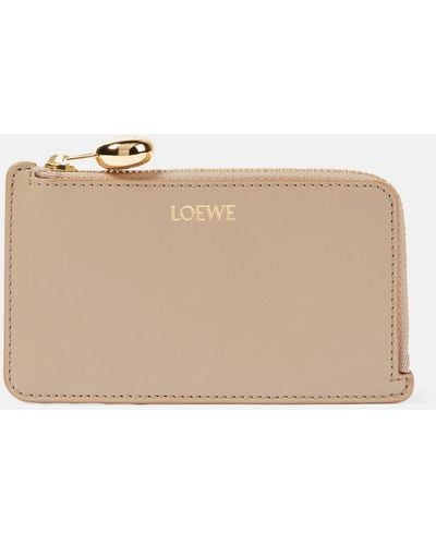 Loewe Luxury Pebble Coin Cardholder In Shiny Nappa Calfskin For - Natural