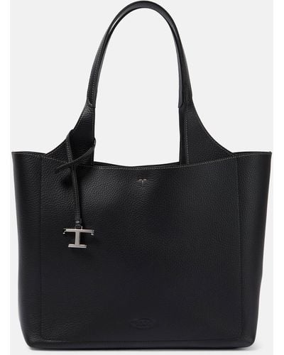 Tod's Medium Leather Tote Bag - Black