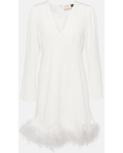 RIXO London Toni Bridal Feather-trimmed Minidress - White