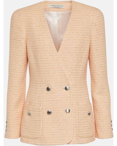 Alessandra Rich Boucle Cotton-blend Jacket - Natural