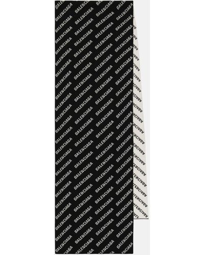 Balenciaga Logo Intarsia Wool-blend Scarf - Black