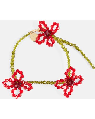Simone Rocha Floral Crystal Bracelet - Red