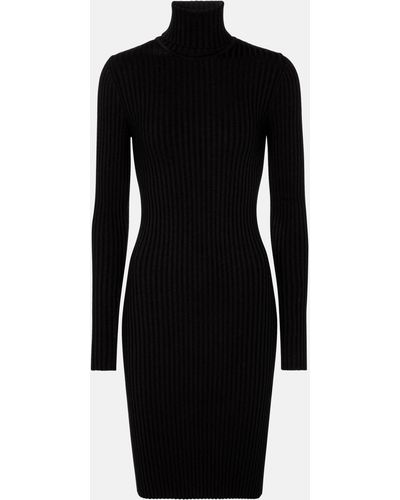 Wolford Ribbed-knit Wool And Cotton Minidress - Black