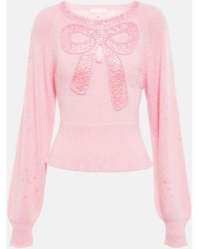 LoveShackFancy Doodle Embellished Sweater - Pink