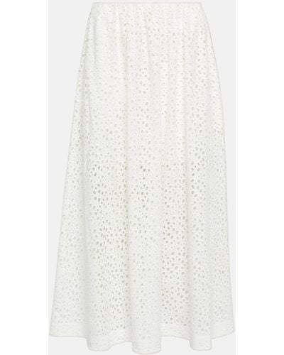 Totême High-rise Eyelet Cotton Midi Skirt - White
