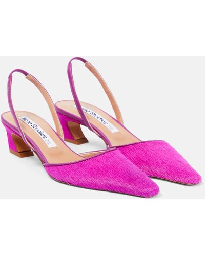 Acne Studios Leather-trimmed Calf Hair Pumps - Pink