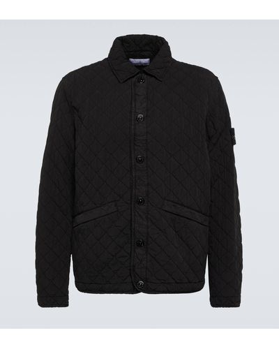 Stone Island Compass Quilted Cotton-blend Jacket - Black