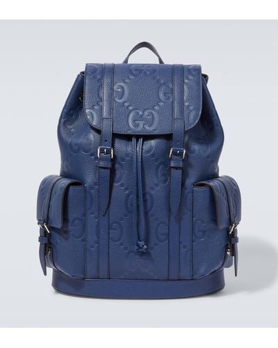 Gucci Logo Leather Backpack - Blue