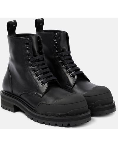 Marni Dada Leather Combat Boots - Black