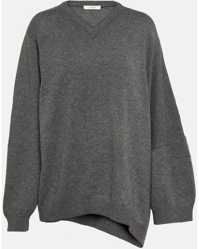 The Row Erminia Asymmetric Cashmere Sweater - Grey