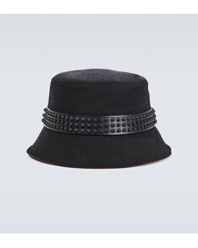 Christian Louboutin Bobino Spikes Canvas Bucket Hat - Black