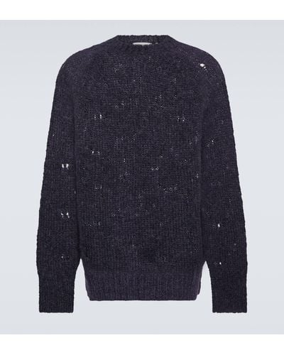 Our Legacy Needle Drop Raglan Wool-blend Sweater - Blue