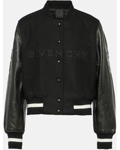 Givenchy Wool-blend And Leather Varsity Jacket - Black
