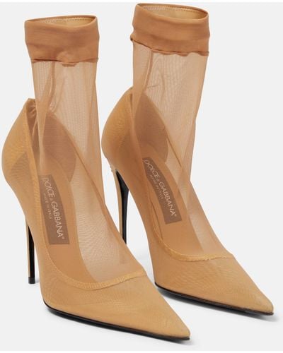 Dolce & Gabbana Kim Dolce&gabbana Tulle Ankle Boots - Brown
