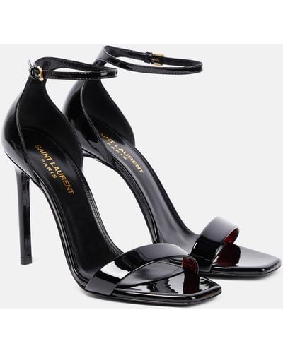Saint Laurent Amber 105 Patent Leather Sandals - Black