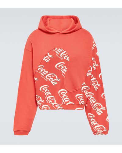 ERL Printed Cotton Hoodie - Red