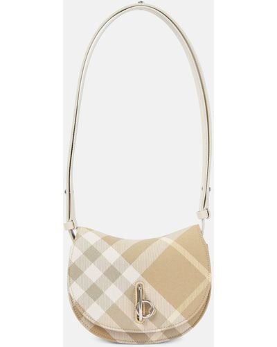 Burberry Rocking Horse Leather-trimmed Crossbody Bag - White