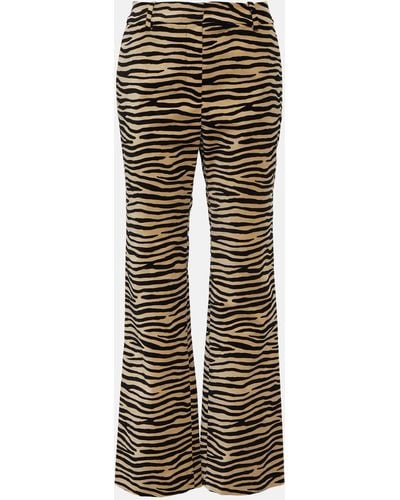 Rabanne Tiger-print Cotton Twill Flared Pants - Multicolour