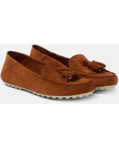 Loro Piana Dot Sole Suede Moccasins - Brown