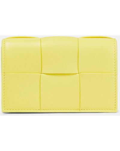 Bottega Veneta Intreccio Leather Card Case - Yellow