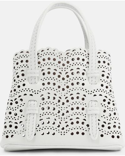 Alaïa Mina Mini Leather Crossbody Bag - White